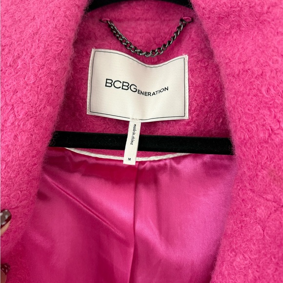 BCBGeneration Pink Mid length Magenta teddy coat in size M - Picture 4 of 4